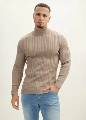 Beige Roll Neck Sweater