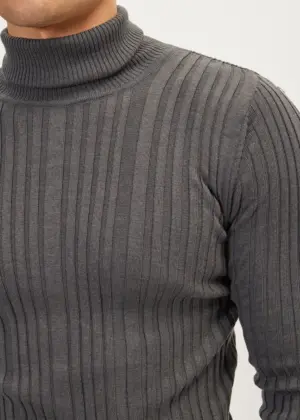 Gray Roll Neck Sweater